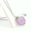 Pendentif boule d'Améthyste violette et acier Inoxydable - Apaisement & harmonie