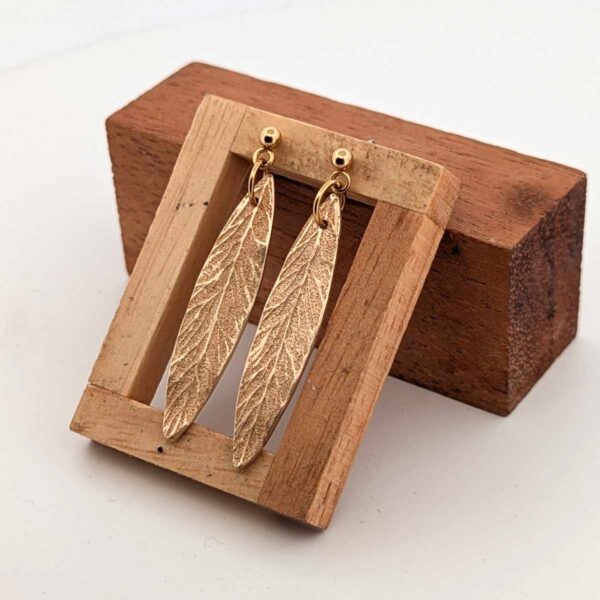 Boucles d'oreilles en bronze – Feuille d'or