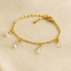 Bracelet Cristal de Roche – Acier Inoxydable Doré, Laiton & Style Baroque Chic Ajustable