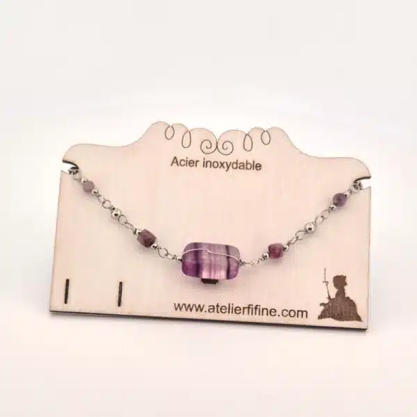 Bracelet fluorite naturelle – Acier inoxydable 316L