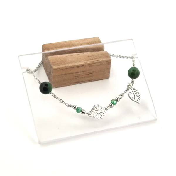 Bracelet acier inoxydable oeil de tigre vert 1
