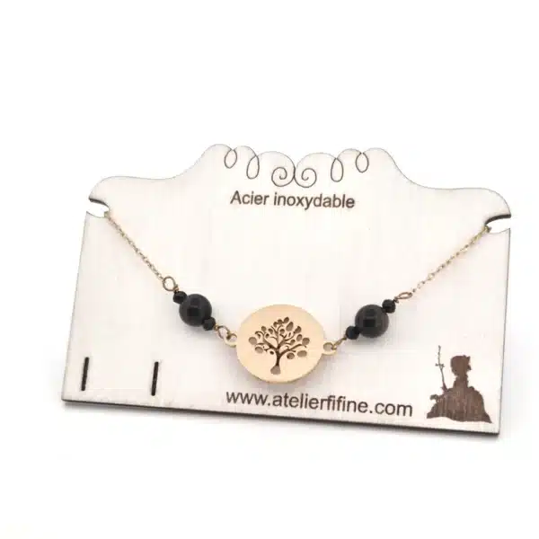 Bracelet arbre de vie Obsidienne 1