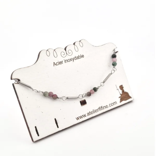 Bracelet tourmaline acier inoxydable